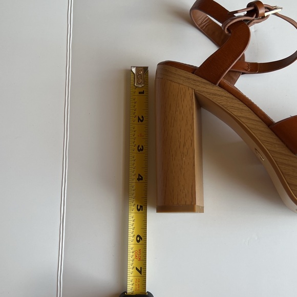 Zara Retro Leather Platform Tan / Brown Block Heels Strappy Sandals - Picture 6 of 6